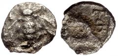 Greek Ionia, Ephesos AR Tetartemorion (5mm, 0,12g) ca 500-420. Obv: Bee Rev: Head of eagle to left; EΦ to left; all within incuse square. Ref: SNG Kayhan 126-9 var. (eagle to right and tetartemorion)