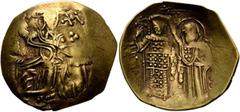Byzantine John III Ducas Vatatzes (emperor of Nicaea, 1222-1254) AV Hyperpyron (25mm, 3.47g) Magnesia, 1232-1254(?). [IC] - XC Christ, nimbate, seated facing on throne, wearing tunic and pallium, rais