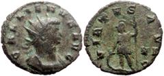 Roman imperial *Just 4 specimens known to OCRE, 2 specimens recorded by acsearch Gallienus (253-268) Bl Antoninianus (3.34g, 20mm) Rome. Obv: GALLIENVS AVG, Radiate and cuirassed bust right, with slig