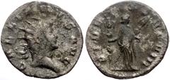 Roman imperial *Unlisted in OCRE and not a single specimen on acsearch.info* Gallienus (253-268) Bl silvered Antoninianus (3.58g, 23mm), Mediolanum, 262. Obv: GALLIENVS AVG Radiate and cuirassed bust 