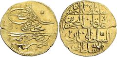 Gold World Coins Ottoman Empire. 'Abd al-Hamid I, AH 1187-1203 / AD 1774-1789. Zeri Mahbub (Gold, 22 mm, 2.56 g), Misr, AH 1187 = AD 1774, RY 2 = AD 1775. Within a central circle surrounded by a dotte