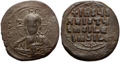 Byzantine Anonymous. Class A2. Time of Basil II and Constantine VIII (1020-1028). AE follis (bRONZE, 33mm, 15.06g). Constantinople. Obv: +EMMA-NOVHΛ, bust of Christ facing, wearing nimbus cruciger wit