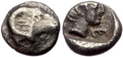 Greek Troas, Kebren AR hemiobol (Silver 0,38g 7mm) ca 387-310 BC Troas, Kebren AR hemiobol (Silver 0,38g 7mm) ca 387-310 BC Obv: ram's head to right, Rev: Youthful male head to right letter E before, 