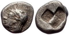 Greek Ionia, Phokaia AR hemiobol (Silver, 0,29g, 6mm) Late 6th century BC. Ionia, Phokaia AR hemiobol (Silver, 0,29g, 6mm) Late 6th century BC. Obv: Archaic head to left, wearing close-fitting cap. Re