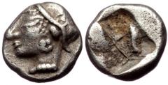 Greek Ionia, Phokaia AR Hemiobol (Silver, 0,25g, 5mm) Ionia, Phokaia AR Hemiobol (Silver, 0,25g, 5mm) Obv: Head of nymph left Rev: Incuse punch. Ref: Dieter Klein 454; Rosen 597; SNG von Aulock -. Yea