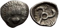 Greek Dynasts of Lycia, Aruwatijesi, AR Obol (Silver, 11mm, 0.59g) ca 400-370 BC, Zagaba mint. Dynasts of Lycia, Aruwatijesi, AR Obol (Silver, 11mm, 0.59g) ca 400-370 BC, Zagaba mint. Obv: Lion scalp 