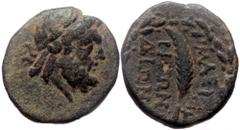 Greek Lydia, Mastaura, AE (Bronze, 16,9 mm, 3,84g), 2nd-1st centuries BC. Lydia, Mastaura, AE (Bronze, 16,9 mm, 3,84g), 2nd-1st centuries BC. Obv: Laureate head of Zeus right. Rev: MACΤΑΥ - PITΩN - ΔI