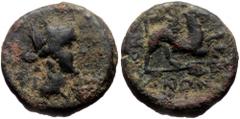 Greek Lydia, Sardes, AE (Bronze, 15,9 mm, 4,01 g), ca. 133 BC-AD 14. Lydia, Sardes, AE (Bronze, 15,9 mm, 4,01 g), ca. 133 BC-AD 14. Obv: Head of Dionysos to right, wearing wreath of ivy and fruit. Rev