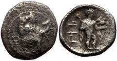 Greek Cilicia, Tarsos AR Obol (Silver, 10mm, 0.73g). Tiribazos, Satrap of Lydia, 388-380 BC. Cilicia, Tarsos AR Obol (Silver, 10mm, 0.73g). Tiribazos, Satrap of Lydia, 388-380 BC. Obv: Baal of Tarsos 
