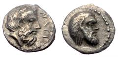 Greek Cilicia, Nagidos AR Obol (Silver, 0.61g, 9mm.ca 400-380 BC. Cilicia, Nagidos AR Obol (Silver, 0.61g, 9mm.ca 400-380 BC. Estimate $150 CILICIA, Nagidos. Circa 400-380 BC. AR Obol (0.73 gm). Beard