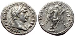 Roman Imperial Trajan (98-117) AR denarius (Silver, 3.18g, 19 mm) Rome Trajan (98-117) AR denarius (Silver, 3.18g, 19 mm) Rome Obv: IMP CAES NERVA TRAIAN AVG GERM, laureate head of Trajan to right Rev