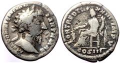 Roman Imperial Marcus Aurelius (161-180) AR denarius (Silver, 2.91g, 20mm) Rome, 166-169. Marcus Aurelius (161-180) AR denarius (Silver, 2.91g, 20mm) Rome, 166-169. Obv: M ANTONINVS AVG ARM PARTH MAX,
