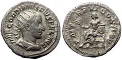 Roman Imperial Gordian III (238-244), AR antoninianus (Silver, 23,0 mm, 4,06 g), Rome, 243. Gordian III (238-244), AR antoninianus (Silver, 23,0 mm, 4,06 g), Rome, 243. Obv: IMP GORDIANVS PIVS FEL AVG