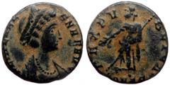 Roman Imperial Helena (Augusta, 324-328/30) AE nummus (Bronze, 14mm, 1.37g) Constantinople, 330. Helena (Augusta, 324-328/30) AE nummus (Bronze, 14mm, 1.37g) Constantinople, 330. Obv: FL IVL HELENA AV
