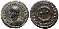 Roman Imperial Constantine II (Caesar, 316-337) AE Follis (Bronze, 19mm, 2.78g) Thessalonica. Constantine II (Caesar, 316-337) AE Follis (Bronze, 19mm, 2.78g) Thessalonica. Obv: CONSTANTINVS IVN NOB C