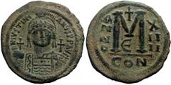 Byzantine Justinian I (527-565), AE follis (Bronze, 40,1 mm, 23,0 g), Constantinople, 5th officina, dated RY 24=550/1. Justinian I (527-565), AE follis (Bronze, 40,1 mm, 23,0 g), Constantinople, 5th o