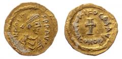 Byzantine Phocas (602-610) AV tremissis (Gold, 1.47g, 16mm) Constantinople, 602-610. Phocas (602-610) AV tremissis (Gold, 1.47g, 16mm) Constantinople, 602-610. Obv: ∂N FOCAS PЄRP AVς, diademed, draped