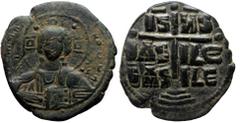 Byzantine Annonymous attributed to Romanus III (1028-1034) AE follis (Bronze, 31mm, 7.18g) Annonymous attributed to Romanus III (1028-1034) AE follis (Bronze, 31mm, 7.18g) Obv: + ЄMMANOVHΛ / IC XC, Bu