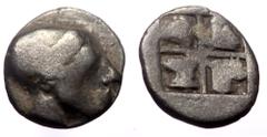 Greek Ionia, Uncertain. Circa 510-494 BC. AR Obol (Silver, 9mm, 0.58 g). Ionia, Uncertain. Circa 510-494 BC. AR Obol (Silver, 9mm, 0.58 g). IONIA, Uncertain AR Obol (Silver, 0.52g, 9mm) ca 510-494 BC.
