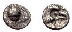 Greek Ionia, Ephesos AR Tetartemorion (Silver, 0.16g, 5mm) ca 500-420 BC. Ionia, Ephesos AR Tetartemorion (Silver, 0.16g, 5mm) ca 500-420 BC. Obv: Bee Rev: Head of eagle to right; EΦ (?) above; all wi