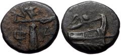 Greek Lycia, Phaselis, AE (Bronze, 17,4 mm, 5,20 g), ca. 190-167 BC. Lycia, Phaselis, AE (Bronze, 17,4 mm, 5,20 g), ca. 190-167 BC. Obv: Prow right, above crowning Nike flying right. Rev: Φ - A, Athen