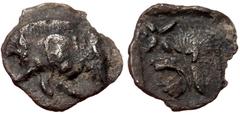 Greek Mysia, Kyzikos, AR Hemiobol (silver, 0,36 g, 9 mm) c. 450-400 BC Obv: Forepart of running boar left, tunny fish swimming Mysia, Kyzikos, AR Hemiobol (silver, 0,36 g, 9 mm) c. 450-400 BC Obv: For