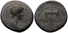 Roman Provincial Lydia, Thyateira, Nero (54-68) AE hemiassarion (Bronze, 17,6 mm, 2,43 g), ca. 55-60. Lydia, Thyateira, Nero (54-68) AE hemiassarion (Bronze, 17,6 mm, 2,43 g), ca. 55-60. Obv: NЄΡ[ΩN K