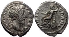 Roman Imperial Marcus Aurelius (161-180) AR Denarius (Silver, 19mm, 2.93g) Rome, 172-173. Marcus Aurelius (161-180) AR Denarius (Silver, 19mm, 2.93g) Rome, 172-173. Obv: M ANTONINVS AVG TR P XXVI, Lau