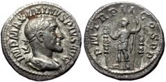 Roman Imperial Maximinus Thrax (235-238) AR Denarius (Silver, 2.63g, 19mm) Rome. Maximinus Thrax (235-238) AR Denarius (Silver, 2.63g, 19mm) Rome. Obv: IMP MAXIMINVS PIVS AVG, Laureate, draped and cui