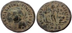 Roman Imperial Licinius II (Caesar, 317-324) AE follis (Bronze 2,98g 20mm) Heraclea Licinius II (Caesar, 317-324) AE follis (Bronze 2,98g 20mm) Heraclea Obv: D N VAL LICIN LICINIVS NOB C, helmeted and