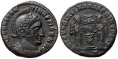 Roman Imperial Constantine I (307/10-337), Ticinum, AE follis (Bronze, 16,7 mm, 2,80 g), 318-319. Obv: IMP CONSTANTINVS MAX AVG, laurea Constantine I (307/10-337), Ticinum, AE follis (Bronze, 16,7 mm,