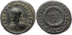 Roman Imperial Constantine II as caesar (316-337), Thessalonika, AE follis (Bronze, 20,3 mm, 2,88 g), struck under Constantine I, 321. Constantine II as caesar (316-337), Thessalonika, AE follis (Bron