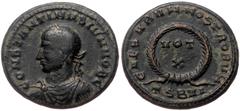 Roman Imperial Constantine II (Caesar, 317-337) AE follis (Bronze 3,21g 18mm) Thessalonica, 324. Obv: CONSTANTINVS IVN NOB C, laureat Constantine II (Caesar, 317-337) AE follis (Bronze 3,21g 18mm) The