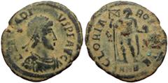 Roman Imperial Arcadius (383-408) AE follis (Bronze, 3.44g, 24mm) Heraclea, 2nd officina. Struck 392-395 Arcadius (383-408) AE follis (Bronze, 3.44g, 24mm) Heraclea, 2nd officina. Struck 392-395 Obv: 