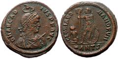Roman Imperial Arcadius (383-408) Antioch AE follis (Bronze, 24mm, 4.73g) Arcadius (383-408) Antioch AE follis (Bronze, 24mm, 4.73g) Obv: DN ARCAD-IVS PF AVG, pearl diademed, draped and cuirassed bust