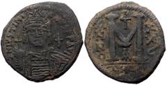 Byzantine Justinian I (527-565) AE Follis (Bronze, 36mm, 17.59g) Antioch Justinian I (527-565) AE Follis (Bronze, 36mm, 17.59g) Antioch Obv: DN IVSTINIANVS PP AVG, helmeted and cuirassed bust facing, 