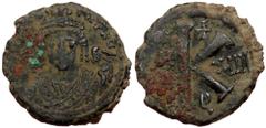 Byzantine Maurice Tiberius (582-602) AE Half Follis (Bronze 5,74g 21mm) Antioch as Theopolis. Maurice Tiberius (582-602) AE Half Follis (Bronze 5,74g 21mm) Antioch as Theopolis. Obv: DN MAV G I CN P A