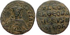 Byzantine Leo VI the Wise (886-912), AE follis (Bronze, 28,2 mm, 3,54 g), Constantinople. Obv: + LEON bAS - [IL]EVS ROM, crowned f Leo VI the Wise (886-912), AE follis (Bronze, 28,2 mm, 3,54 g), Const