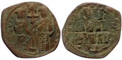 Byzantine Constantine X Ducas (1059-1067) with Eudocia AE Follis (Bronze, 26mm, 5.93g) Constantinople (overstruck) Constantine X Ducas (1059-1067) with Eudocia AE Follis (Bronze, 26mm, 5.93g) Constant