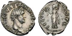 Roman Otho 69 Denarius, Rome, 69, AG 3.55 g. Avers : IMP OTHO CAESAR AVG TRP S tête d'Othon, nue à droite Revers : SECVRITAS P.R Securitas debout à gauche tenant une couronne et un sceptre Ref : Sear 