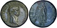 Claudius 41-54AD - Sestertius, 50-54AD, AE 25,07g. TI CLAVDIVS CAESAR AVG PM TRP IMP laur. head of Claudius right. R/. SPES AVGVSTA/ SC Spes advancing left holding flower. Sear 1853; C 85; VF, Ex Nac 