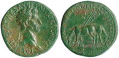 Nerva 96-98AD - Sestertius, 97AD, AE 25,23g. IMP NERVA CAES AVG PM TR P COS III PP laureate head of Nerva r. R/. VEHICVLATIONE ITALIAE REMISSA SC Two mules grazing in opposite directions. Sear 3055; R