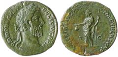 Commodus 177-192 AD - Sestertius, 178 AD, AE 24,94g. M COMMODVS ANT FELIX AVG BRIT laur. head of Commodus right. R/. LIBERTAS AVG PM IMP VII COS VPP SC Libertas stg left holding pileus and sceptre. Se