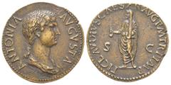 Claudius 41 - 54 pour Antonia Minor (Mère de Claudius) Dupondius, Rome, 41-50, AE 12.15 g Opus Cavino Avers: ANTONIA AVGVSTA Buste drapé à droite Revers: TI CLAVDIVS CAESAR AVG P M TR P IMP S C Claudi