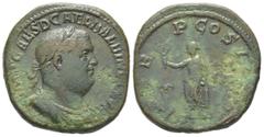 Balbinus 238 Sestertius, Rome, 238, AE 16.25 g Avers: IMP CAES D CAEL BALBINVS AVG Buste lauré, drapé et cuirassé à droite Revers: P M TR P COS II P P L'empereur, togate, debout à gauche, tenant une b