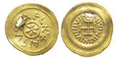 Lombards Monnaies Flavies avant VII siècle Tremissis, Tuscia, Reggio? AU 1.51 g. Avers : FL R AVGVSTA fleur stylisée dans un cercle continu; un autre cercle continu sur le bord Revers : VINIVINIVINI..