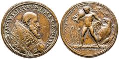 MÉDAILLES VATICAN. PAUL III (1468-1549). Médaille de bronze (42 mm) au buste à droite du pape Alexandre Farnèse pour la dernière année (an. XVI) de son pontificat (1534-1549). R/ Un (nv) Ganymède arro