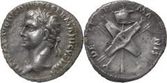 The Roman Empire NERO CLAUDIUS DRUSUS (Died 9 BC). Rome. Struck under Claudius circa 41-54, AR Denarius 3.55 g. NERO CLAVDIVS DRVSVS GERMANICVS IMP, Laureate head left / DE GERMANIS, Two shields, two 