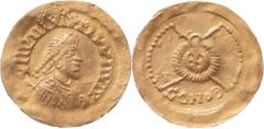 Migration of the Germanic Tribes The Suevi, temp. Rechiar, 448 – 455. Tremissis in the name of Valentinian III with half star, without mint name late 5th-6th centuries, AV Tremissis 1.40 g. Pearl-diad