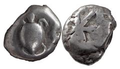 Coleção Sousa Sobral Greek Coins Islands off Attica, Aegina. Stater circa 500-490, AR 12.11 g. Sea-turtle / Irregular skew pattern incuse. Dewing 1675. Rare. About Fine.